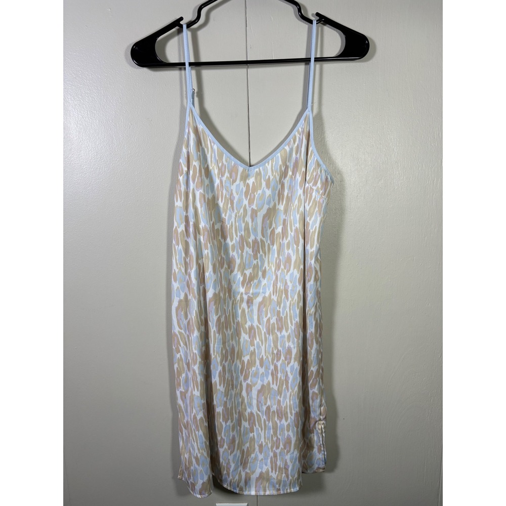 Summersalt Abstract Print Satin Slip Chemise Nightgown S Coquette Balletcore
